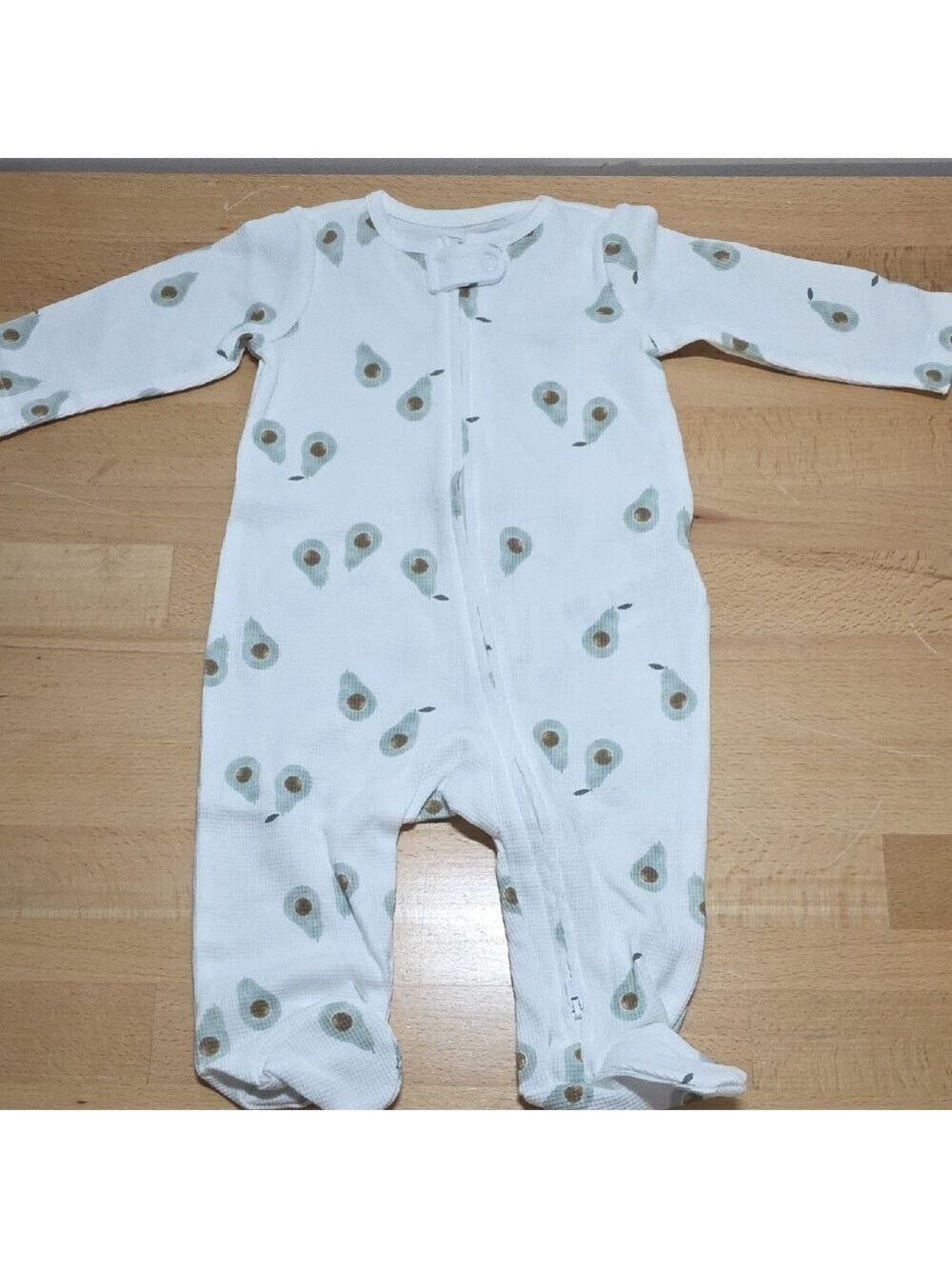 SKU 1817 Simple White and Green Floral Footies One Piece